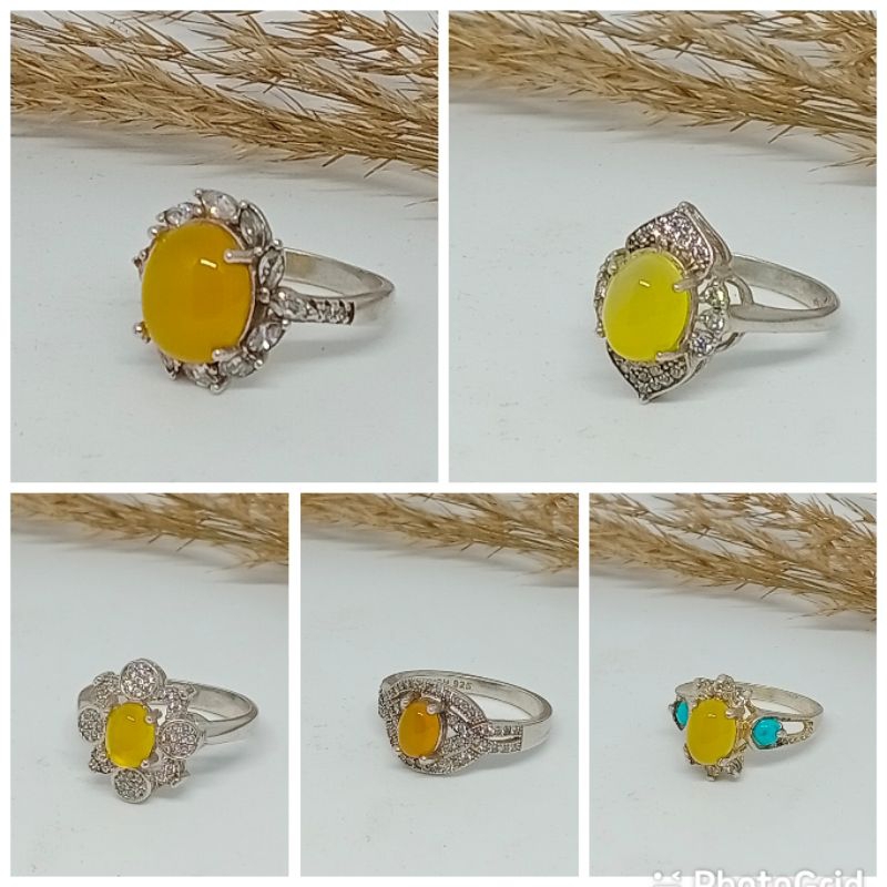 Cincin Perak Batu Akik Kuning