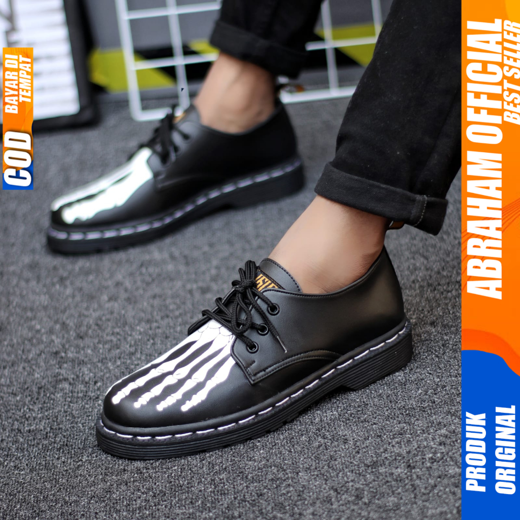 Sepatu Formal Pantofel Docmart Low Boot Kerja Hitam Pria Abraham