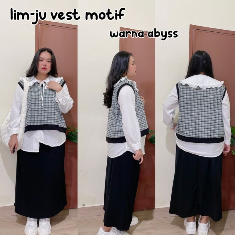 LIM-JU VEST MOTIF KNIT JUMBO BIG SIZE OVERSIZE