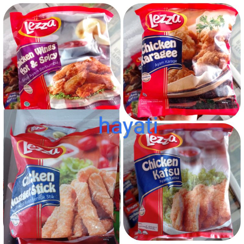 lezza  nagget stick .  spicy wing . chick katsu . chick pok pok . chick karage  frozen food