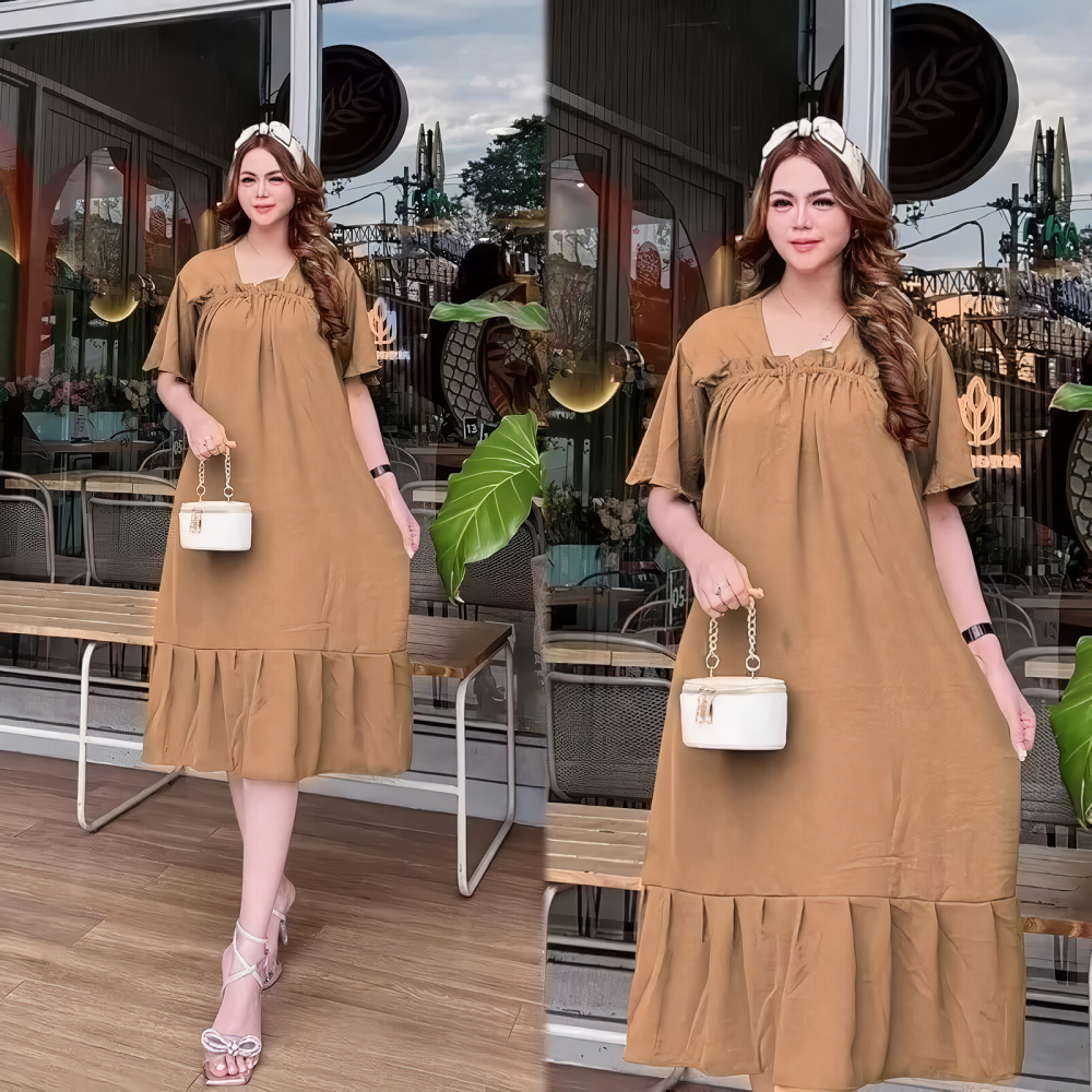 DRESS FUJI BAHAN CRINCLE AIRFLOW / HOMEDRESS LAURA KERUT PREMIUM