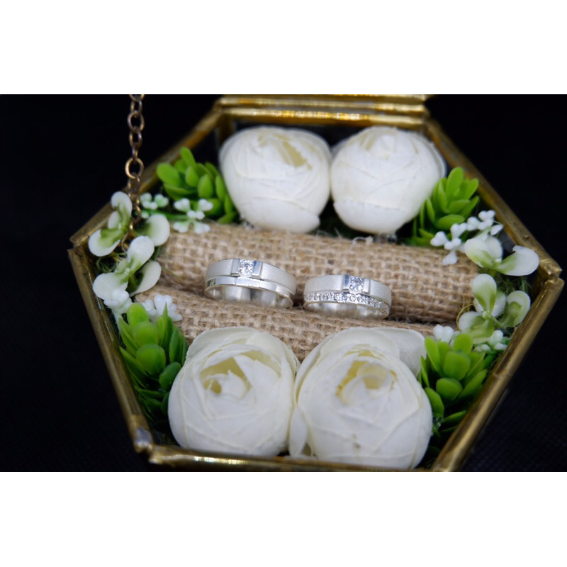 Cincin Pernikahan Tunangan Lamaran Silver Perak Model Elegant FREE Kotak Cincin