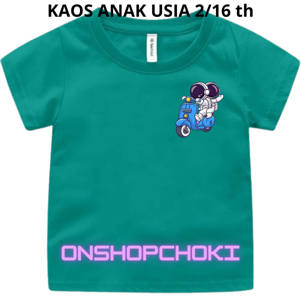 Kaos anak Laki Laki Unisex Gambar Astronot usia 2-16 th Kaos Oblong anak pakaian anak-anak