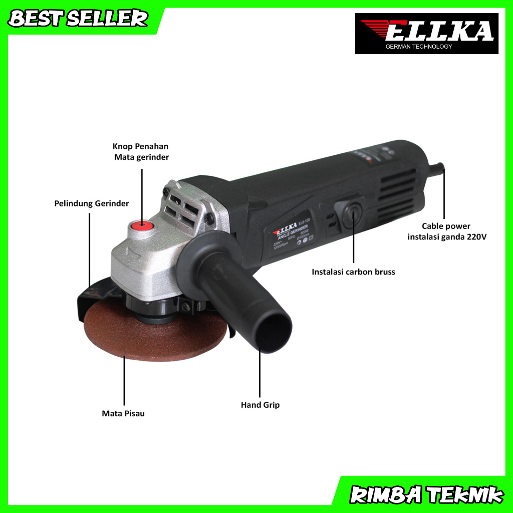 ELLKA Angle Grinder 4 inch Mesin Gerinda Tangan Listrik Terbaik