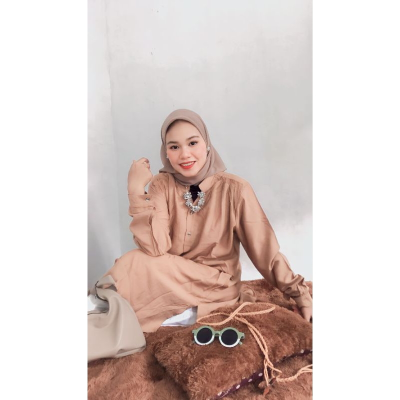 Tunik polos cewek linen castela