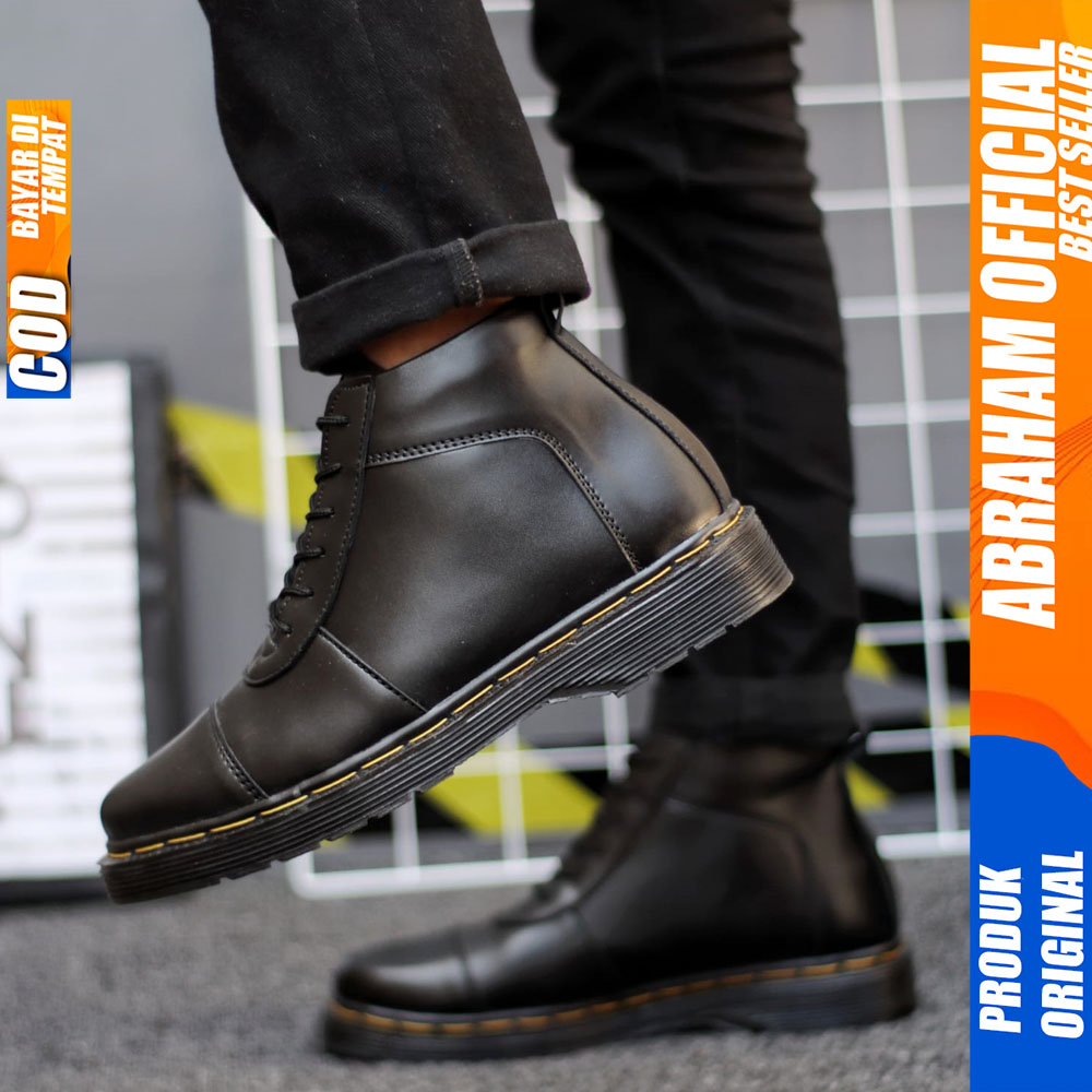 Sepatu Formal Pantofel Boots Docmart Casual Kerja Hitam Pria