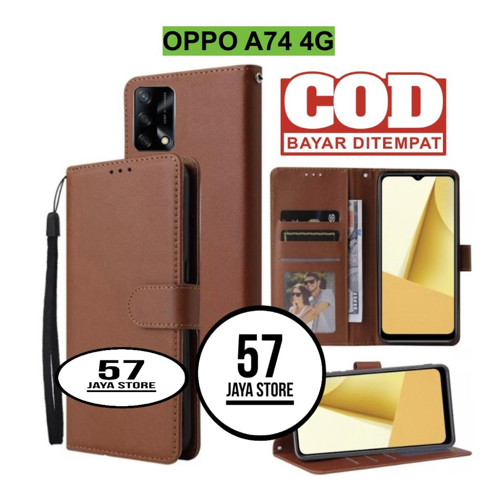 Flip Case Oppo A74 4G Premium Quality Flip Dompet Casing HP Wallet Leather flip cover