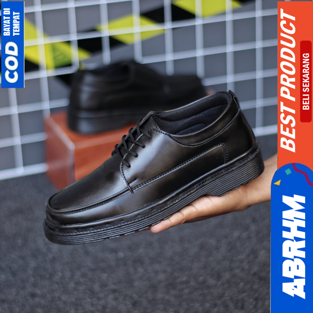 ABRHM Sepatu Formal Pantofel Docmart Low Boot Kerja Hitam Pria