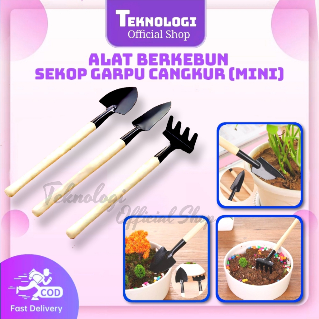 Sekop Garpu Cangkul Mini Set 3in1 / Alat Berkebun / Garden Tools Mini