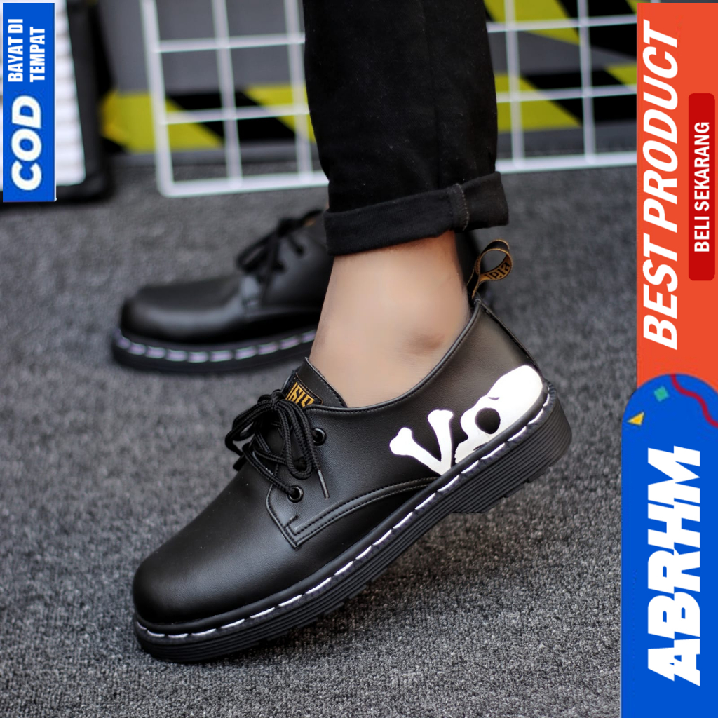 ABRHM Sepatu Formal Pantofel Docmart Low Boot Kerja Hitam Pria