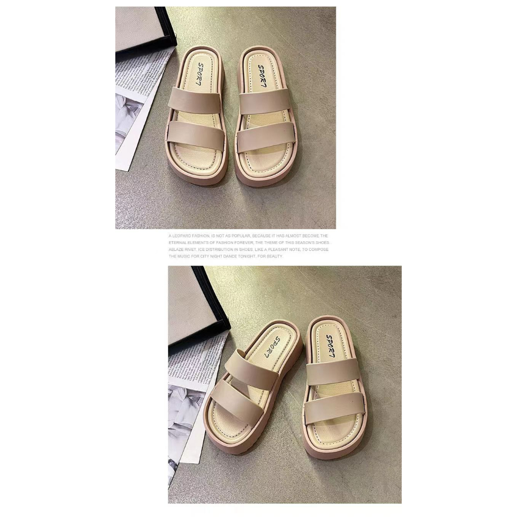 Gobra ♕ SA037 Sandal Wanita Polos Simple Warna Kasual Sendal Motif Ringan Empuk Santai Import Murah COD