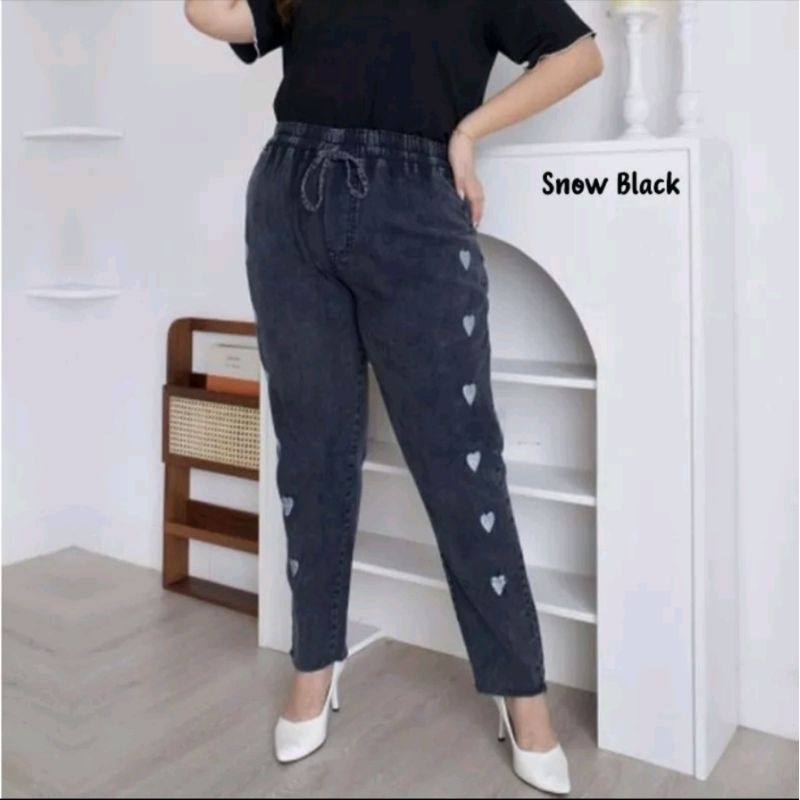 Celana Luna Bordir Soft Jeans BB 60-80 kg /Jumbo