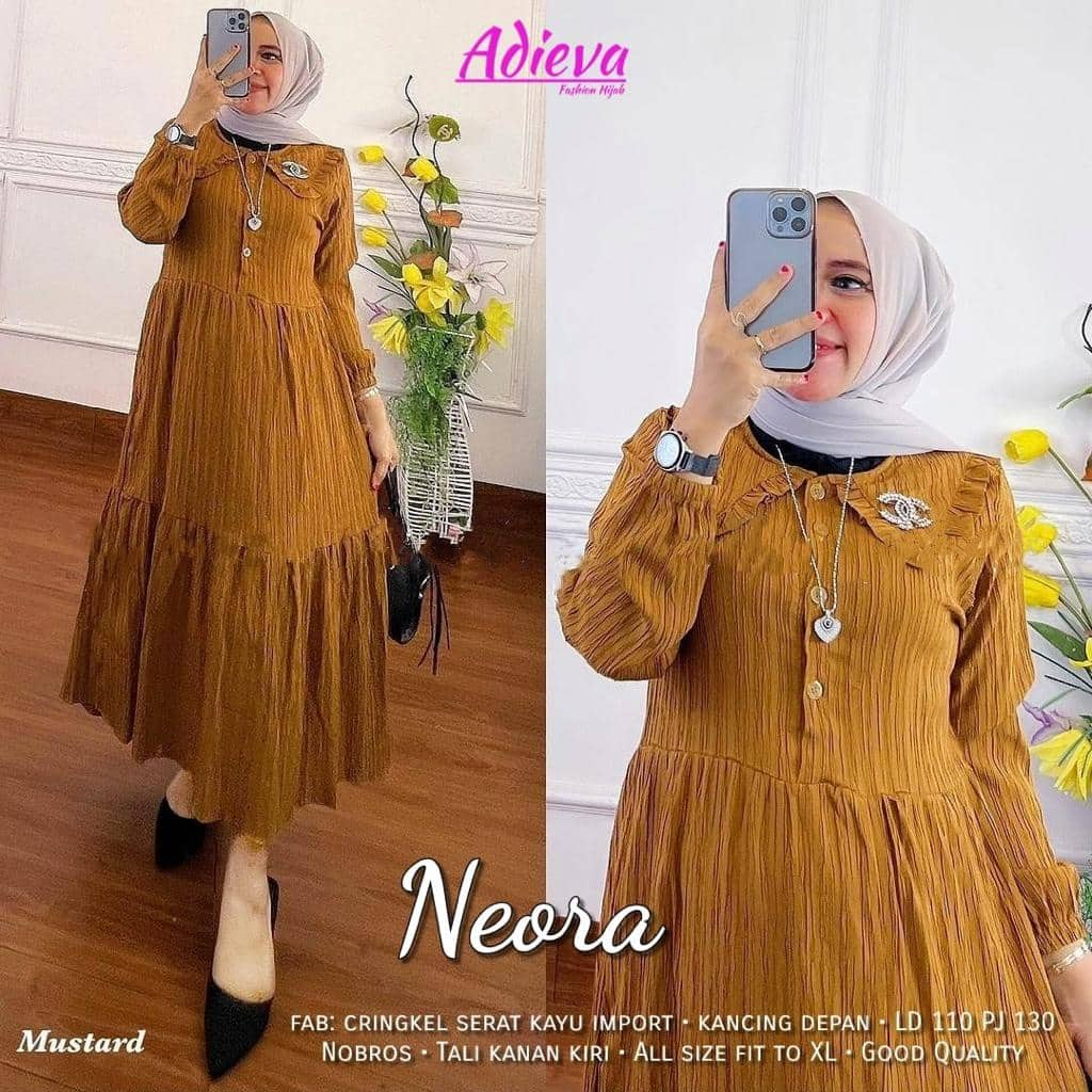 NEORA DRESS MIDI CRINKLE / GAMIS JUMBO / GAMIS BUSUI / GAMIS POLOS CRINGKLE SERAT KAYU LADY CRUSH / 