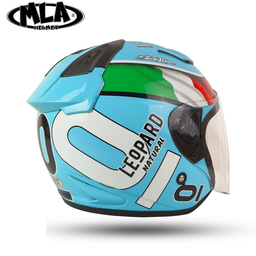 HELM HALF FACE KBS ONE PEACE DJ MARU / LORENZO AQUA BLUE / HELM PRIA DAN WANITA DEWASA SNI