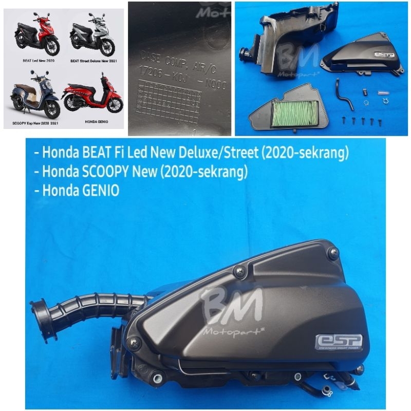 Saringan Box Filter Udara Full 1 Set Honda Beat fi Led New Deluxe Street Scoopy fi New GENIO ORIGINA