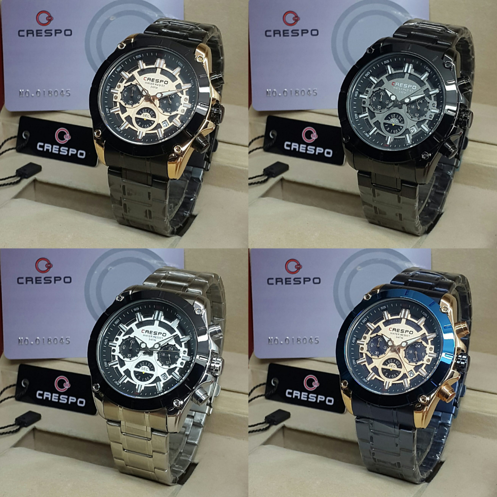 [COD] Jam Tangan Pria Crespo Original Chronograph Rantai Stainless Steel