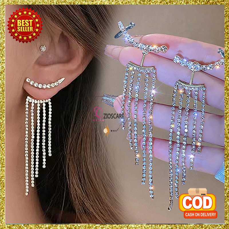 Anting Wanita Korea Rumbai Aksen Zircon Desain Mewah Gaya Retro Aksesoris Perhiasan Import ANT127