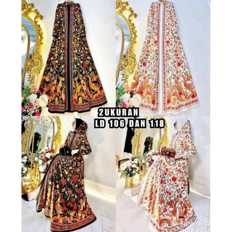 NEW SHR MAXI DRESS JUMBO SCUBA PRINTING FLOWER FULL KANCING ADA SWAROSKI BY SYAHIRA ORIGINAL