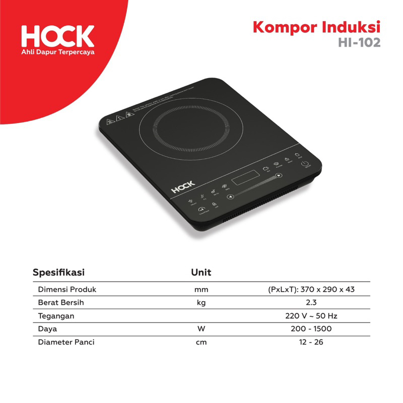 [ Hock ] Kompor Listrik Induksi Low Watt Hock HI - 102 - 200W