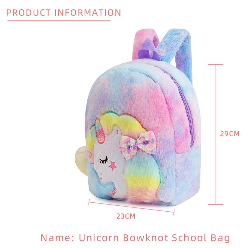 MMM Tas Ransel Anak TK Paud Karakter Unicorn Tas Sekolah Anak Model Bulu Halus Ransel Unicorn Berkualitas Import
