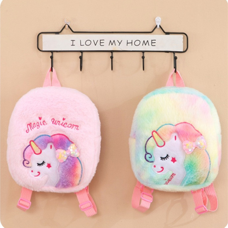 T&amp;Y Tas Ransel Anak TK Paud karakter Unicorn Tas Sekolah Anak Model Bulu Halus Ransel Unicorn Berkualitas Import