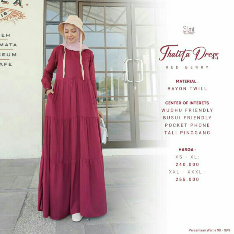 GAMIS RAYON TWILL THALITA ORIGINAL SILMI FASHION DRESS BAJU BUSANA MUSLIM WANITA DEWASA BUSUI BAHAN 