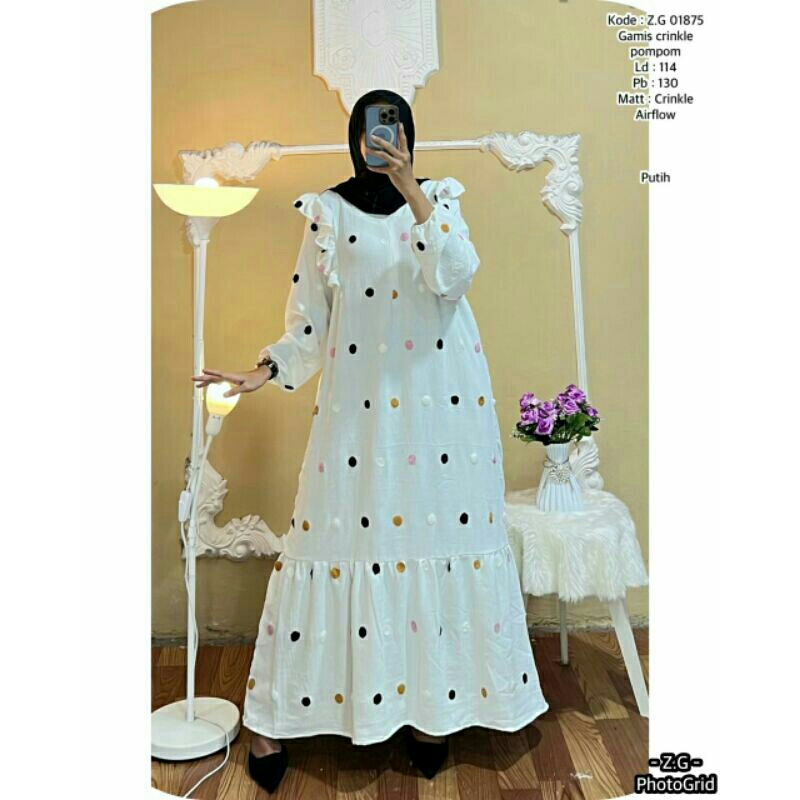 READY PREMIUM QUALIty gamis CRINKLE POM