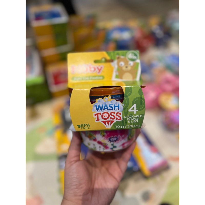 Nuby stackable bowl &amp; lids 300ml isi 4 - mangkuk dengan tutup