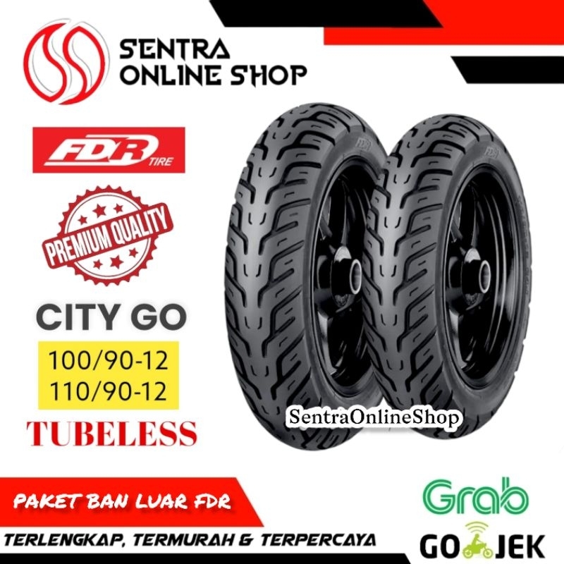 Ban luar tubeless scoopy ring 12 sepasang 100 90 12 dan 110 90 12 city go fdr