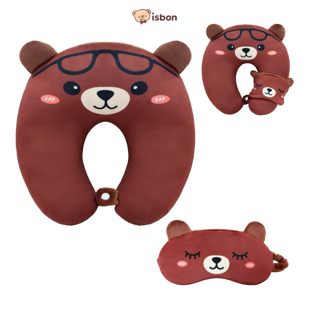 ISTANA BONEKA Bantal Leher Cuties Series 2 in 1 Penutup Mata Eye Mask Nyaman Digunakan Mudah Dibawa Perjalanan