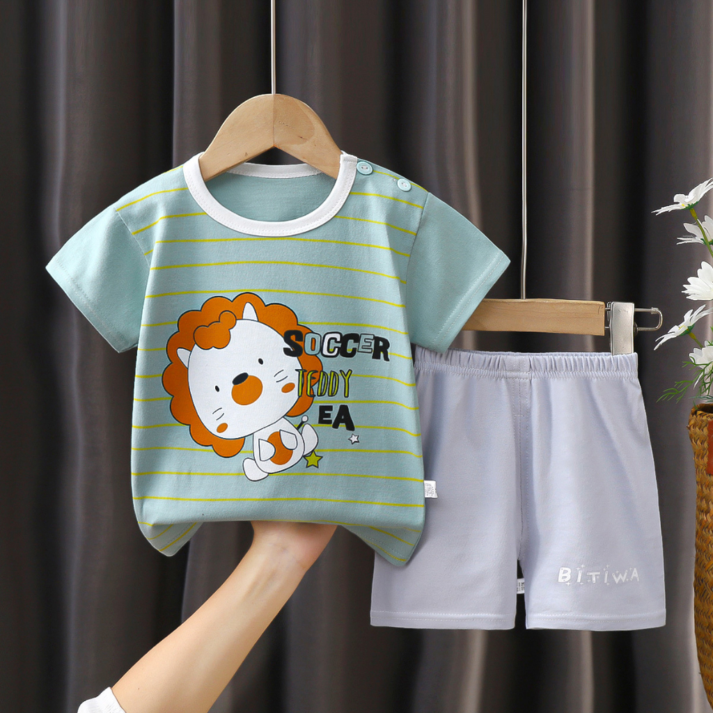 Setelan baju  celana anak import bahan berkualitas unisex cowok cewek ukuran 73cm sampai 120cm