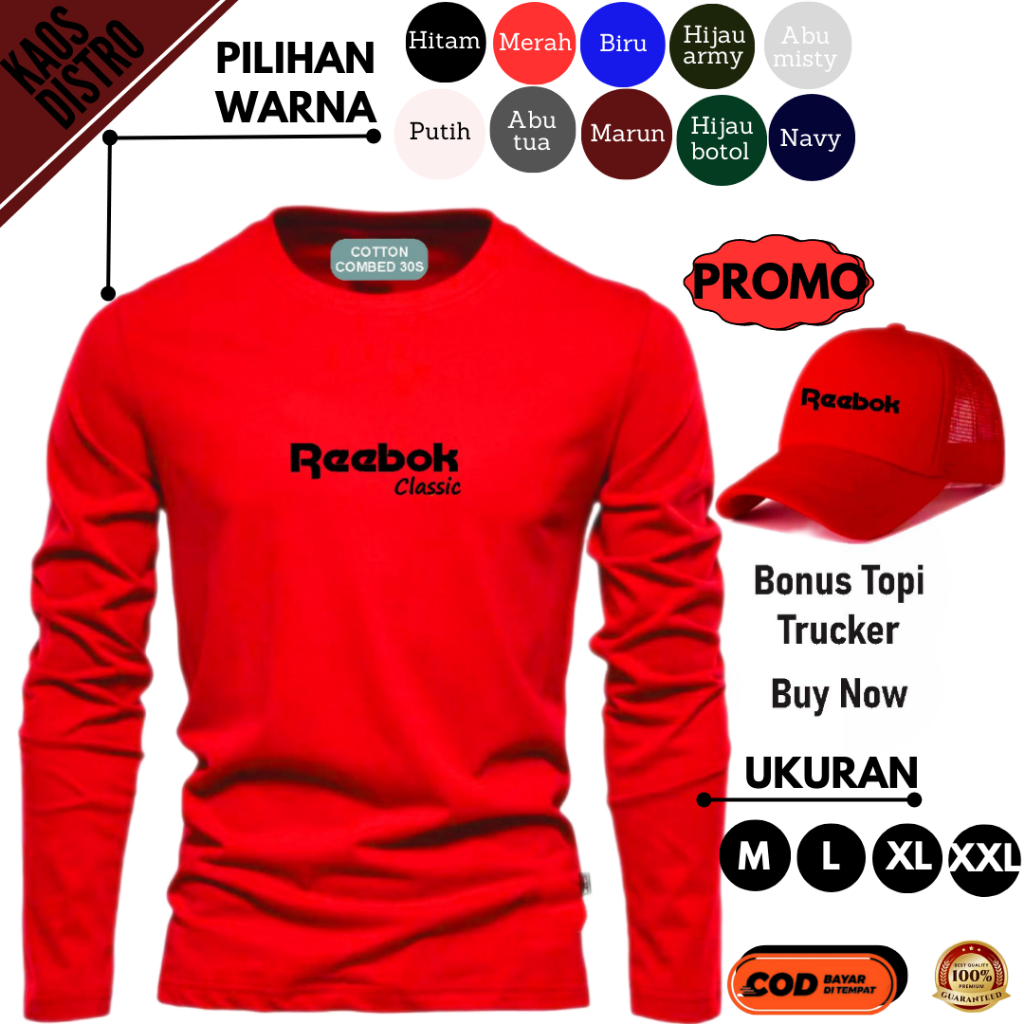 Kaos Distro Pria Cowok Original Premium 100% Cotton Combed 30s Lengan Panjang Halus Tebal Import Bra