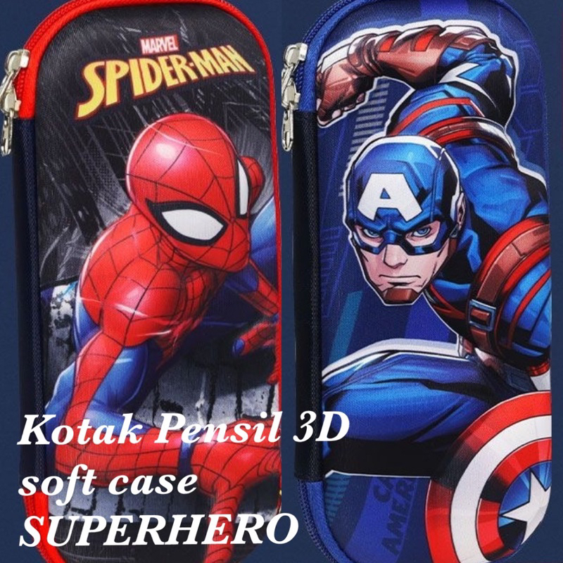 

TEMPAT KOTAK PENSIL ANAK SUPERHERO SPIDERMAN CAPTAIN AMERICA IRON MAN PENCIL CASE IMPORT 3D UNICORN KUDA PONY LITTLE PONY