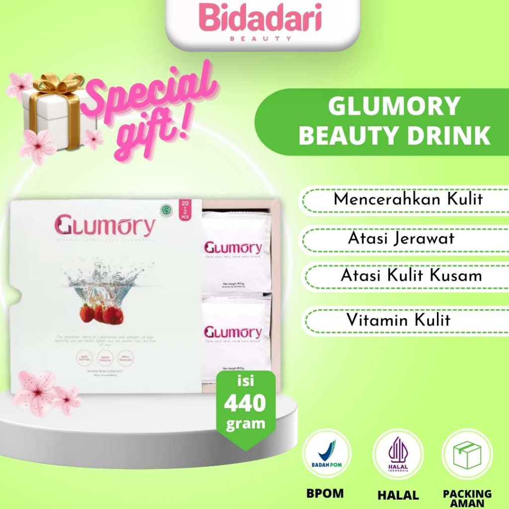 GLUMORY Collagen Suplemen Kecantikan Perawatan Tubuh dan Wajah Jadi Cerah Lembab 1 Box isi 22 Sachet