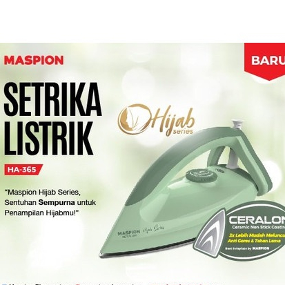 Maspion HA-365 Setrika Listrik Hijab Series Gosokan Dry Iron Elektrik GREEN SERIES