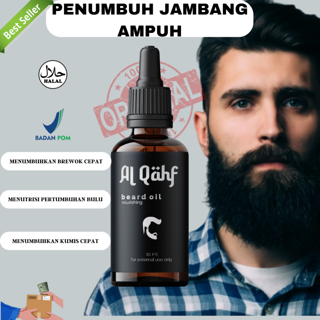 PENUMBUH JAMBANG DAN BREWOK AL QAHF - Obat Penumbuh Bulu / Serum Penebal Jambang / Minyak Brewok