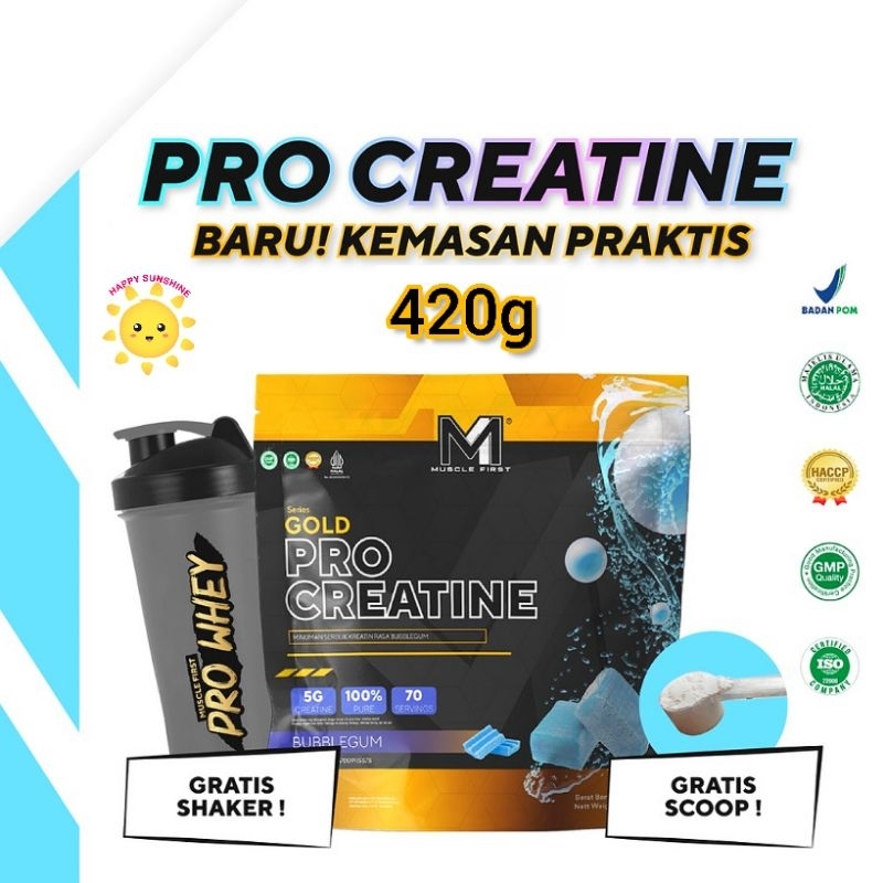 Muscle First Pro Creatine Pouch NEW 420g 70 Servings free Shaker gratis Scoop -M1 Nutrition MuscleFi