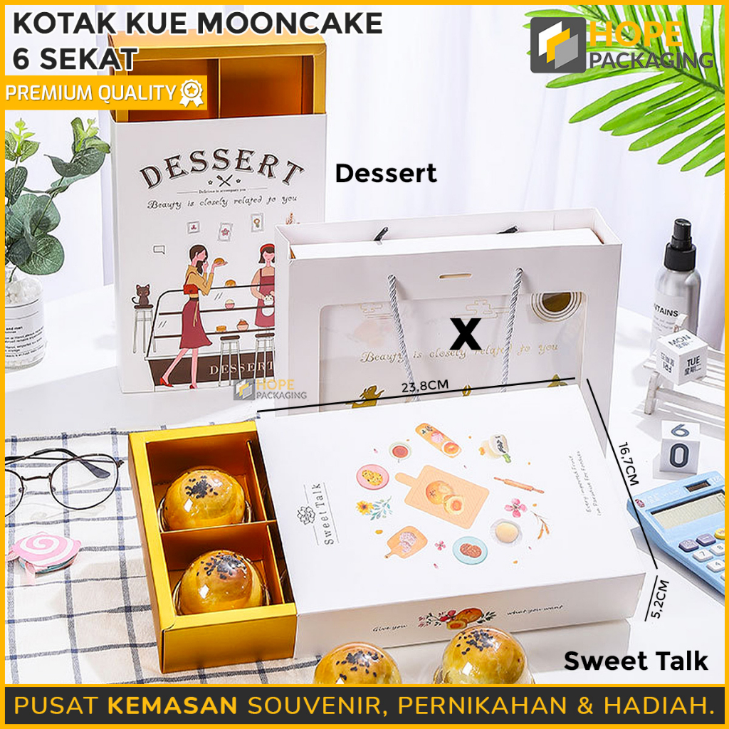 Packaging Kotak Kue Mooncake 6 sekat Size : 23.8x16.7x5.2cm Box Kue Hadiah Souvenir Ulang Tahun Wedding Dus Snack