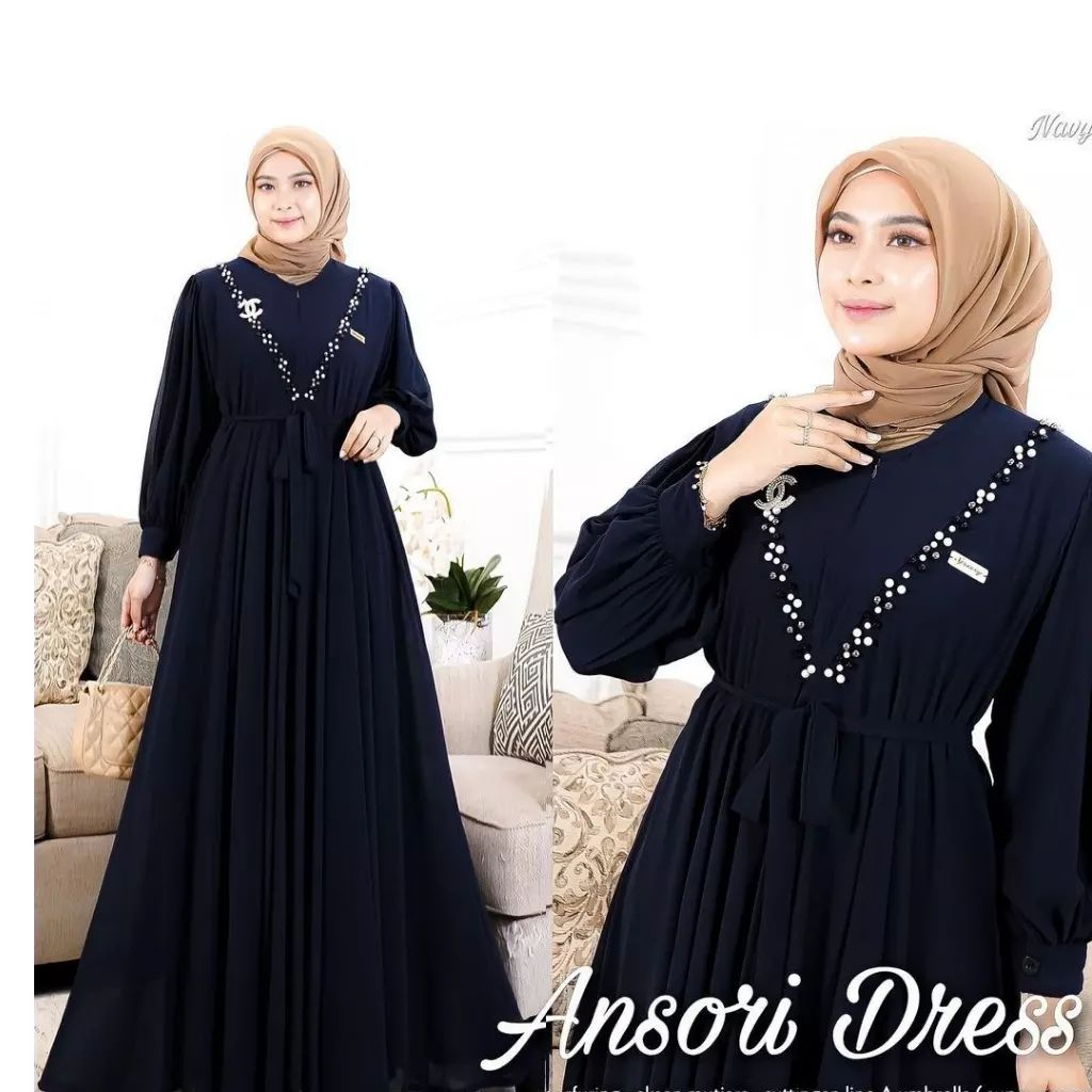 GAMIS WANITA ANSORI DRESS BAHAN CERUTY BABYDOLL LD 100 - 120 CM PB 140 CM GAMIS CERUTY BABYDOLL PREMIUM / MAXI DRESS JUMBO / GAMIS WANITA TERBARU 2023 KEKINIAN / DRESS HITAM