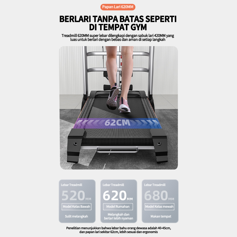 3.0 HP Treadmill Listrik Lipat Rumah / Treadmill Gym / Alat Fitness Treadmill Elektrik Gym