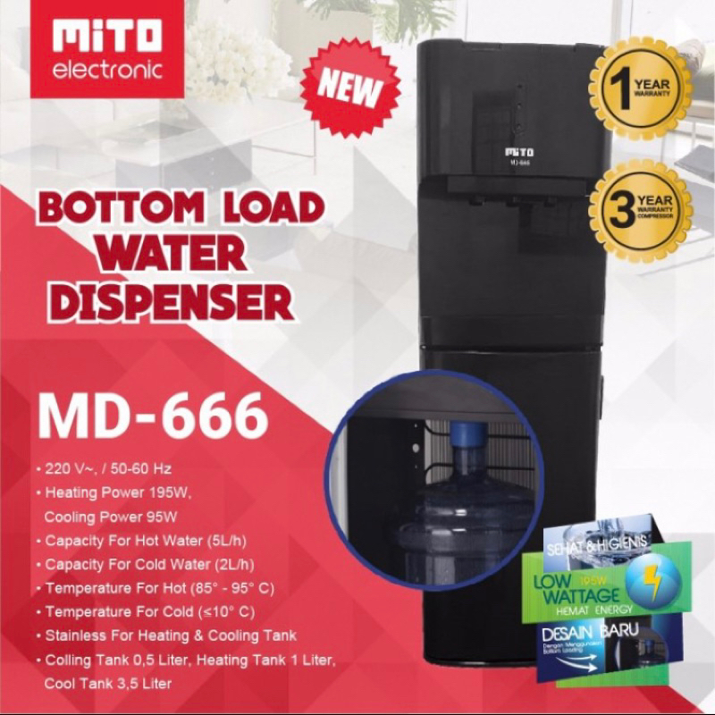 Mito - Dispenser Galon Bawah Mito MD666 - Dispenser Mito MD 666