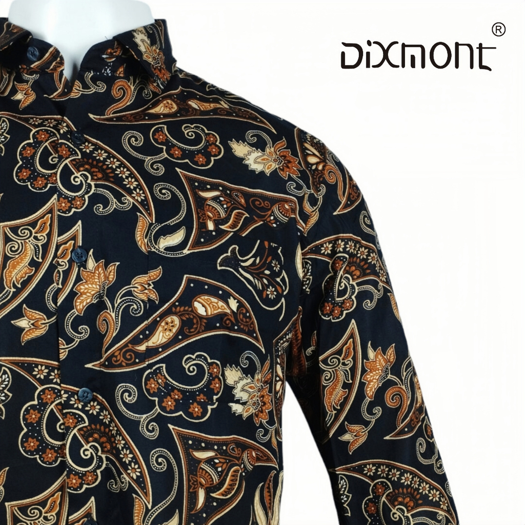 Dixmont Kemeja Pria Batik Panjang Hem BL00223