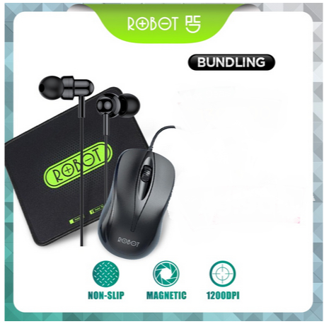 ITSTORE ROBOT Special Bundling Mousepad MP01 + Headset RE20 + Mouse M100 For PC / Laptop Original