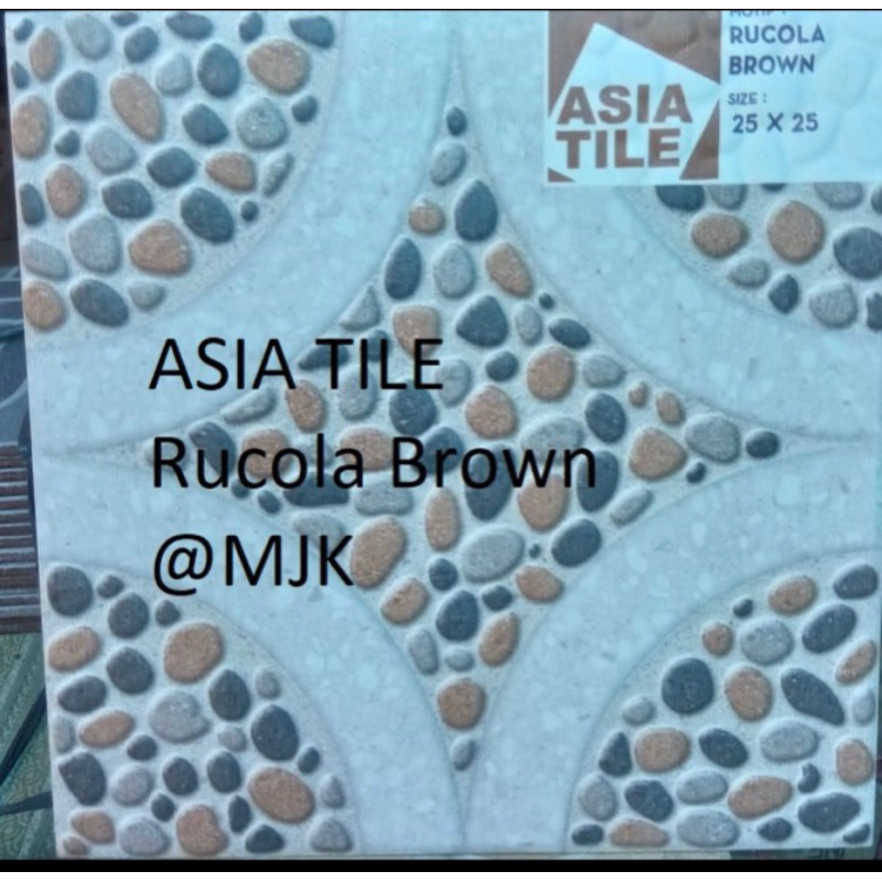 Keramik Lantai 25x25 ASIA Rucola Brown Motif Batu untuk Kamar Mandi