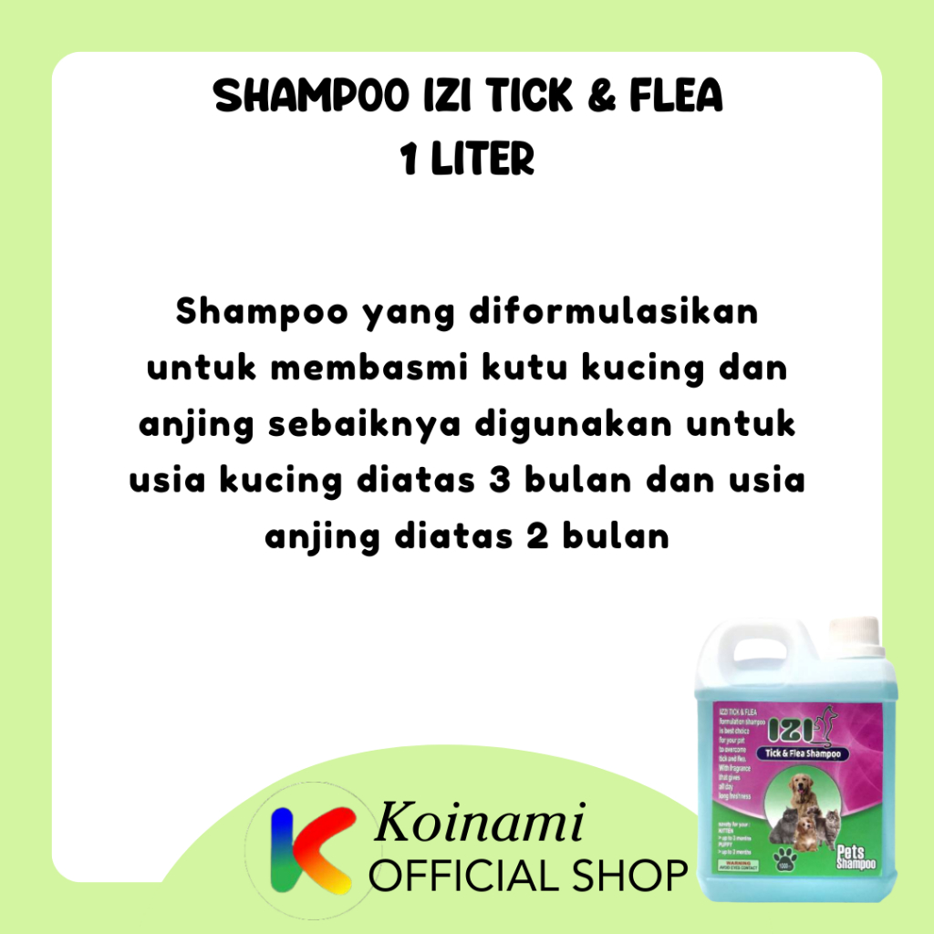 SHAMPO IZI TICK &amp; FLEA 1 liter BIRU / SHAMPO KUTU kucing anjing / pet SHOP / GROOMING / TALI MAS