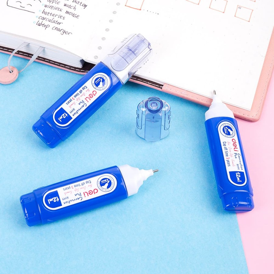 Michiro Tip Ex Cair / Tip Ex / Tipe Ex / Penghapus Tinta / Koreksi Pen - Deli Correction Pen