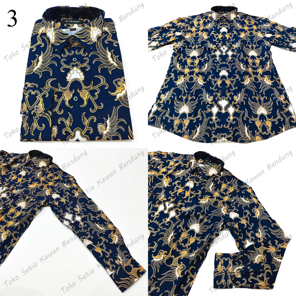 Kemeja ALISAN Corak Batik Print SLIM Fit Lengan Panjang ( Size 16 ) - BIRU