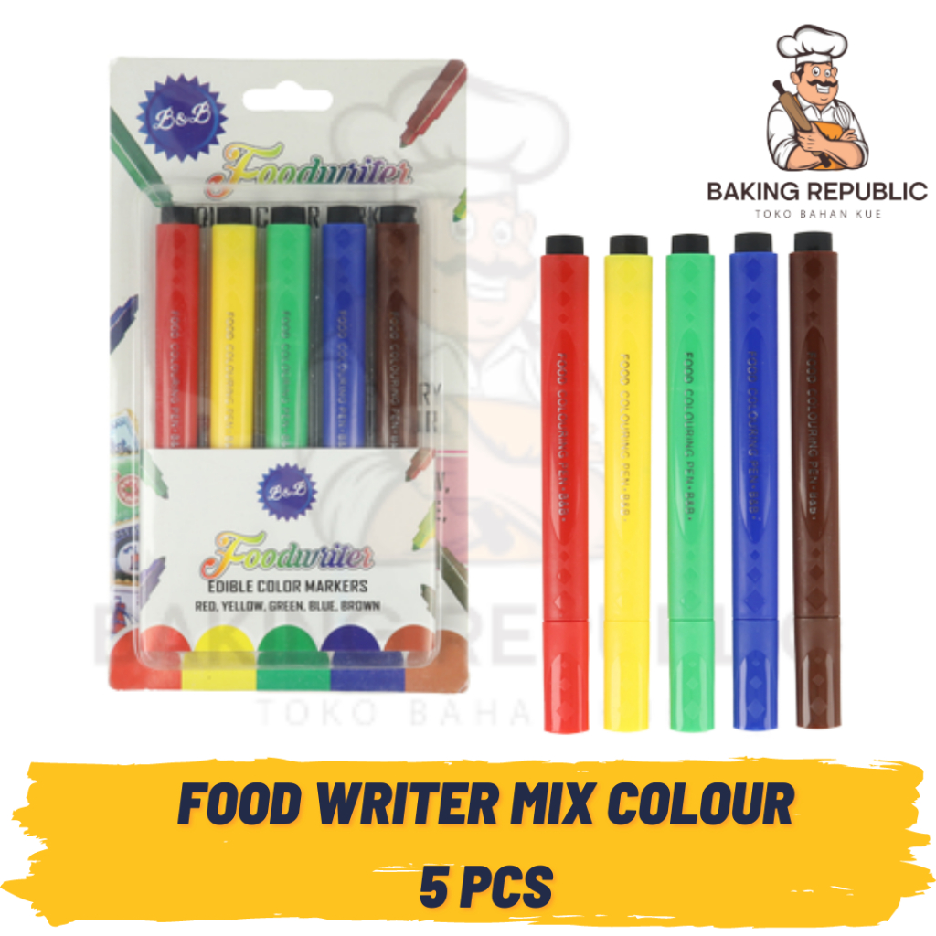 

EDIBLE FOOD WRITER MIX COLOUR | 1 SET 5 PCS