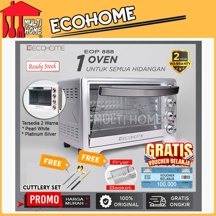 Oven Listrik Ecohome Platinum EOP 888 Kapasitas 38 Liter Low Watt - Garansi Resmi