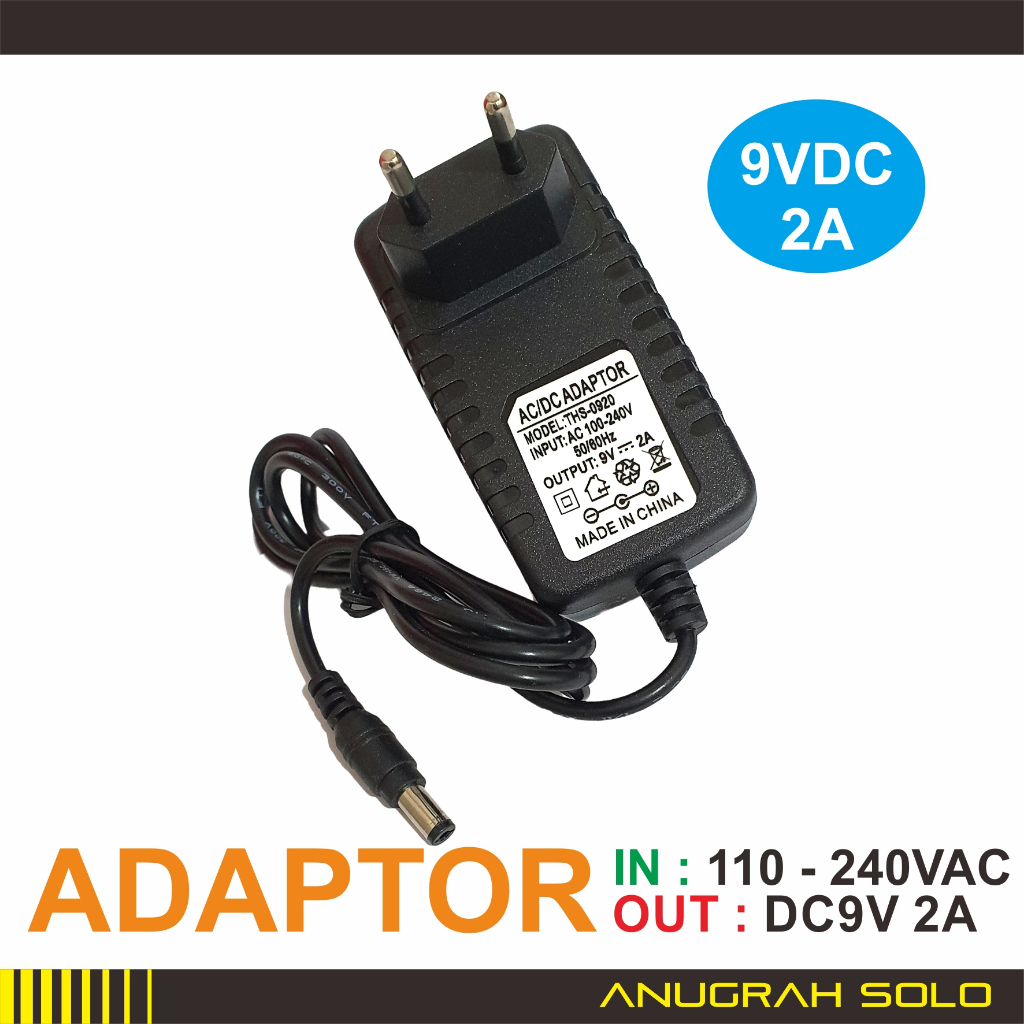 AC DC Adapter Adaptor 220VAC 9V DC 2A Power Supply 9VDC